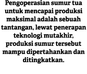 Pengoperasian sumur tua untuk mencapai produksi maksimal adalah sebuah tantangan, lewat penerapan teknologi mutakhir,...
