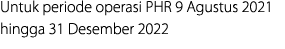 Untuk periode operasi PHR 9 Agustus 2021 hingga 31 Desember 2022