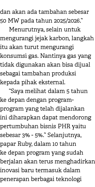dan akan ada tambahan sebesar 50 MW pada tahun 2025/2026.” Menurutnya, selain untuk mengurangi jejak karbon, langkah ...