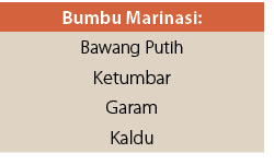 Bumbu Marinasi:,Bawang Putih,Ketumbar,Garam,Kaldu